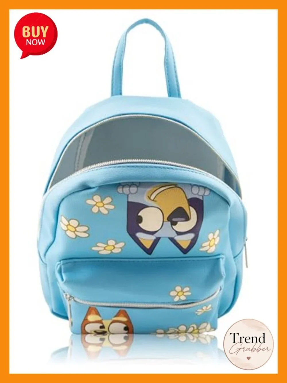 Official Bluey Mini Backpack Purse, PU Leather Kids Travel Bag, 10.2